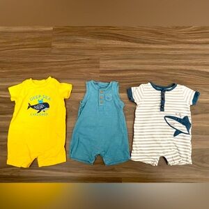 Carters Baby Boy Set of Three Baby Rompers Ocean theme size 3M